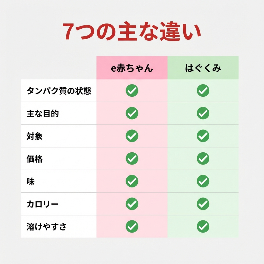 e赤ちゃんとはぐくみの違いを一目で比較【表】