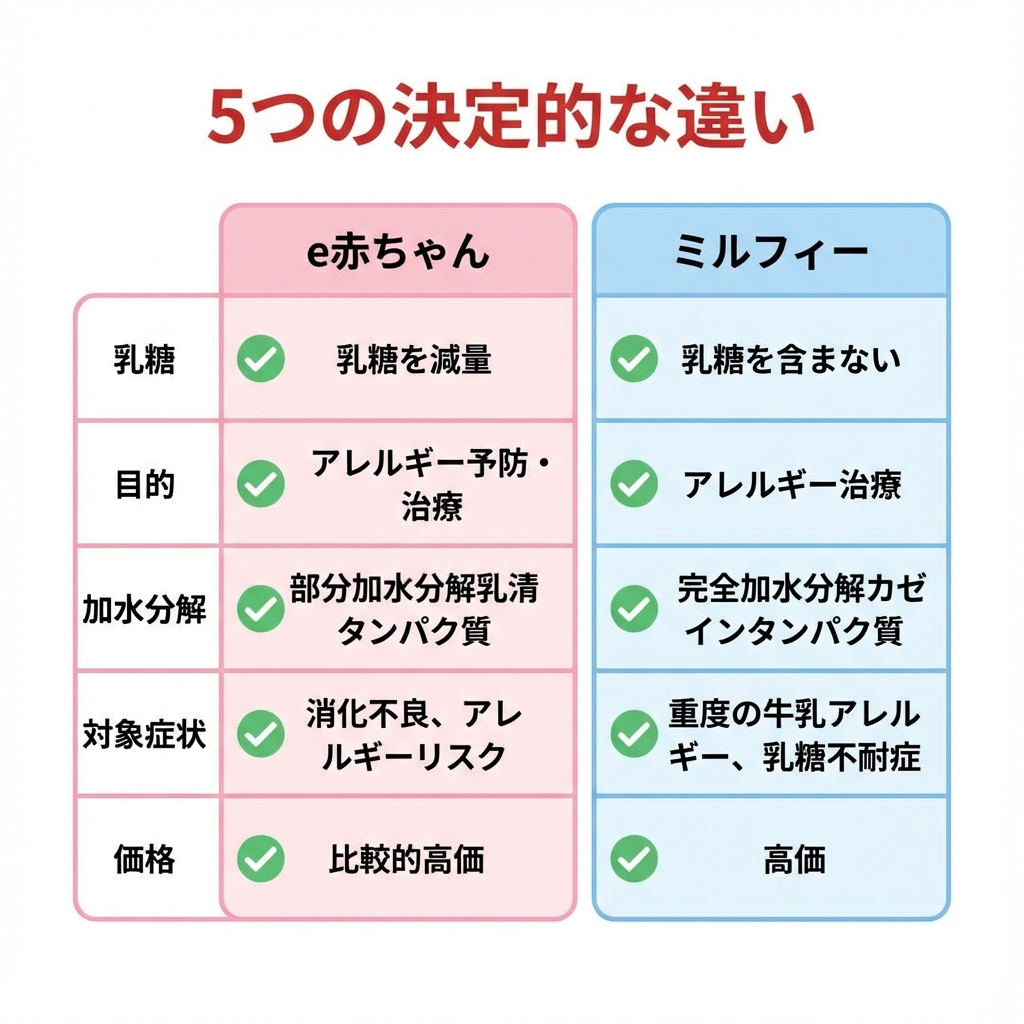 e赤ちゃんとミルフィーの違いを比較