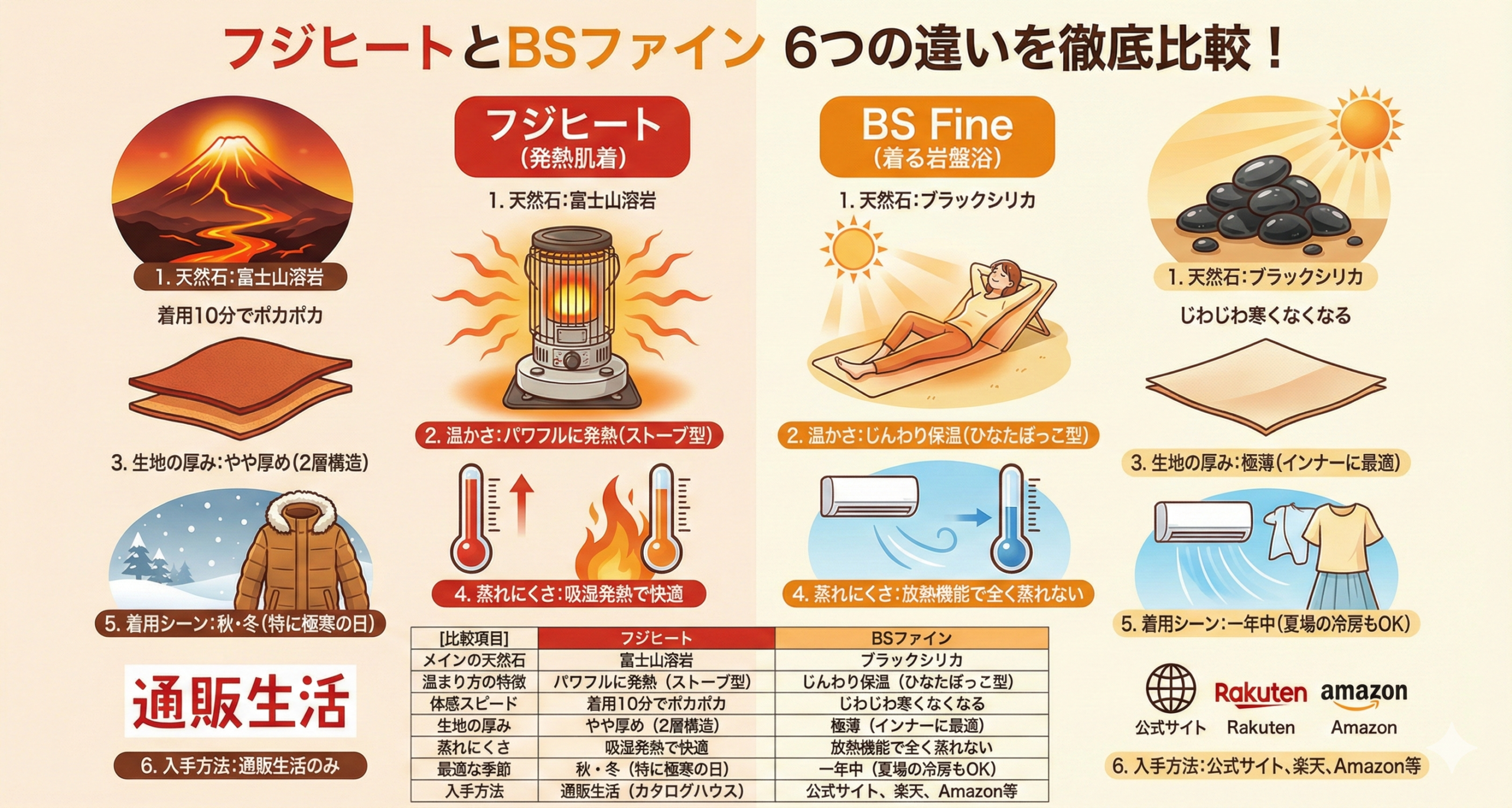 フジヒートとBSファインの違いを比較