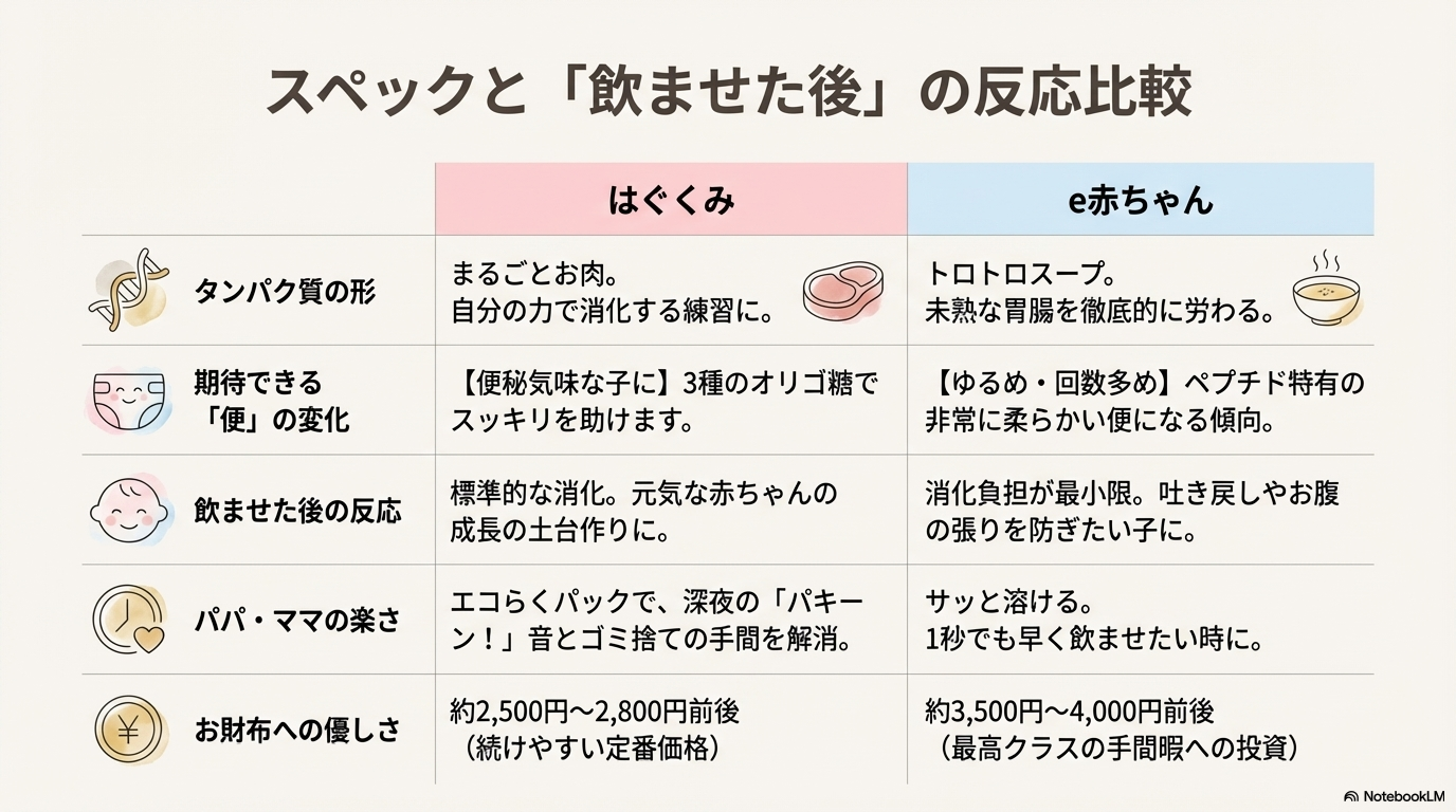 はぐくみとe赤ちゃんの違いを比較：「飲ませた後」の反応まとめ