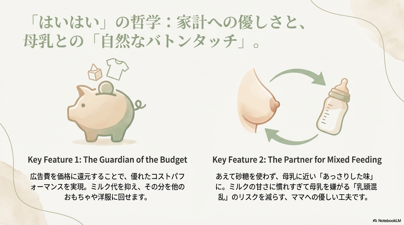 「はいはい」の特徴：家計への優しさと、母乳との「自然なバトンタッチ」